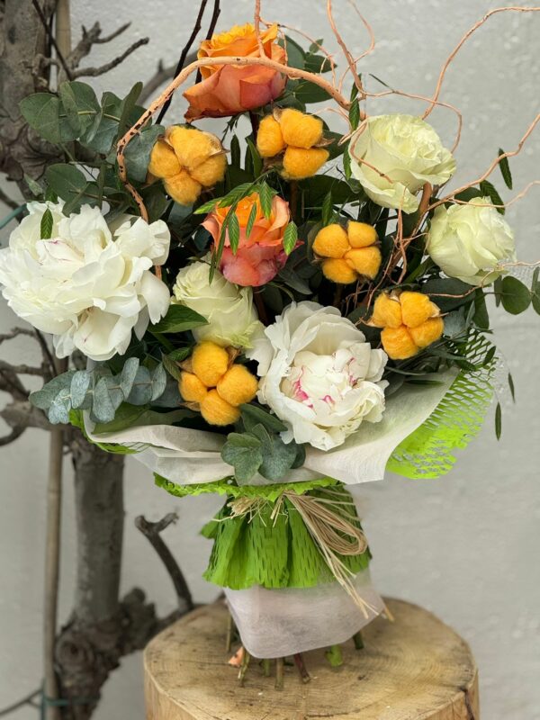 Bouquet coton orange
